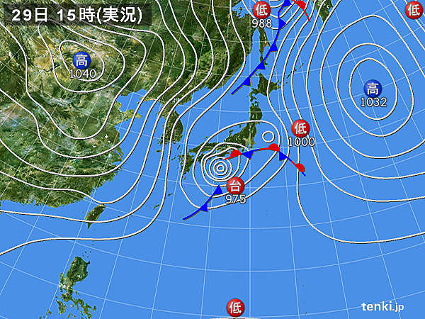 実況天気図(2017年10月29日)