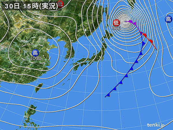 実況天気図(2017年10月30日)