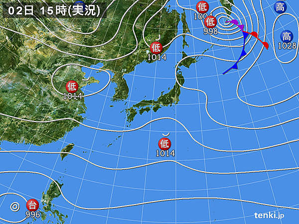 実況天気図(2017年11月02日)