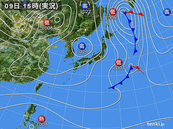 実況天気図(2017年11月09日)