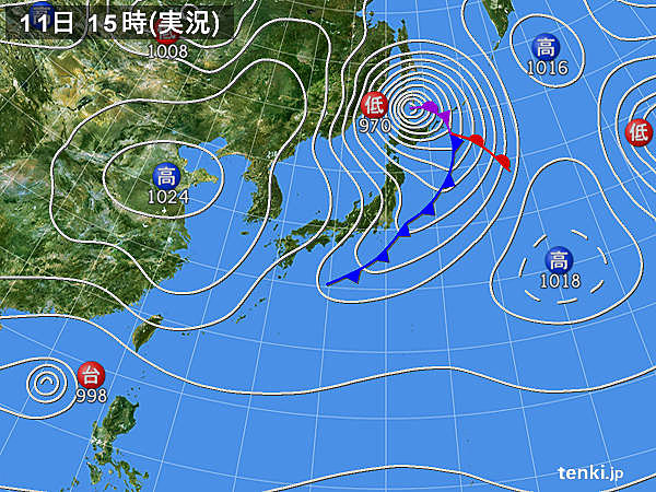実況天気図(2017年11月11日)