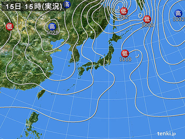 実況天気図(2017年11月15日)