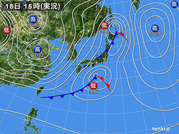 実況天気図(2017年11月18日)