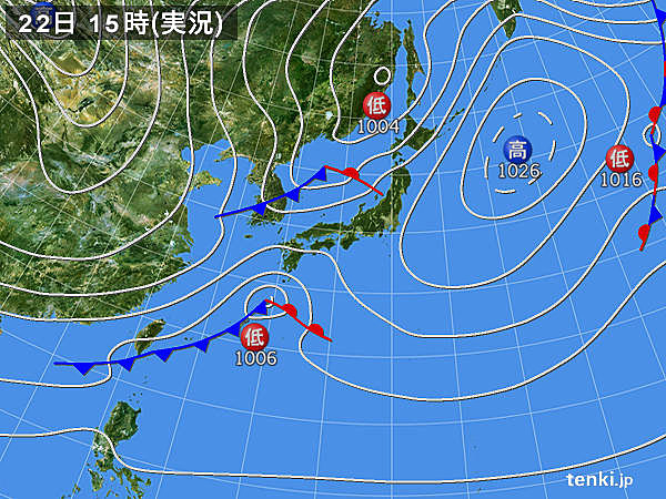 実況天気図(2017年11月22日)