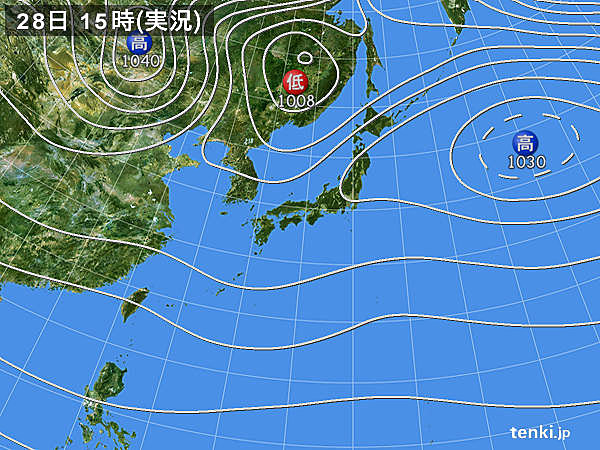 実況天気図(2017年11月28日)