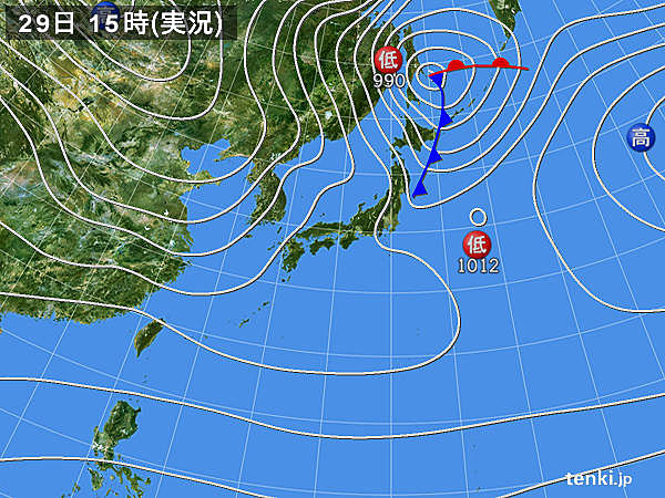 実況天気図(2017年11月29日)