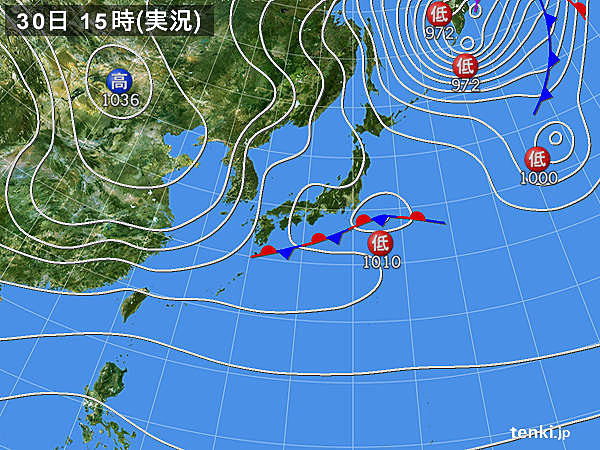 実況天気図(2017年11月30日)