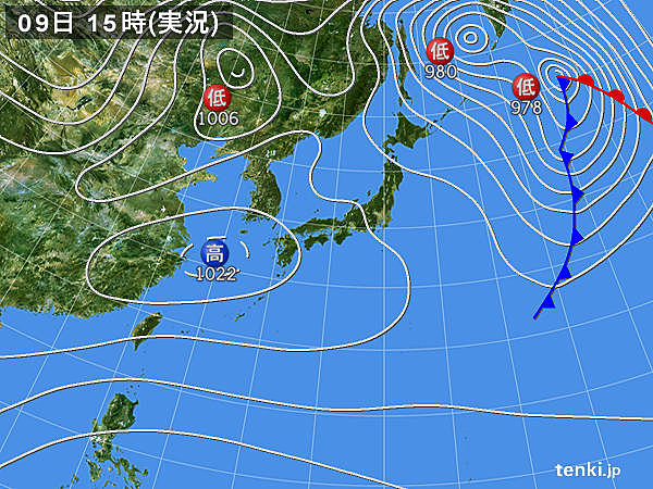 実況天気図(2017年12月09日)