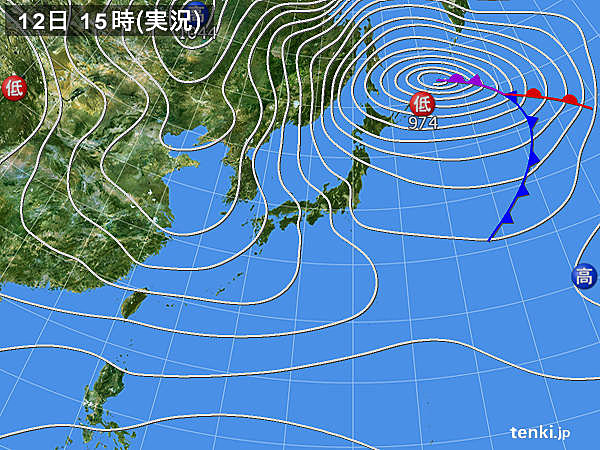 実況天気図(2017年12月12日)