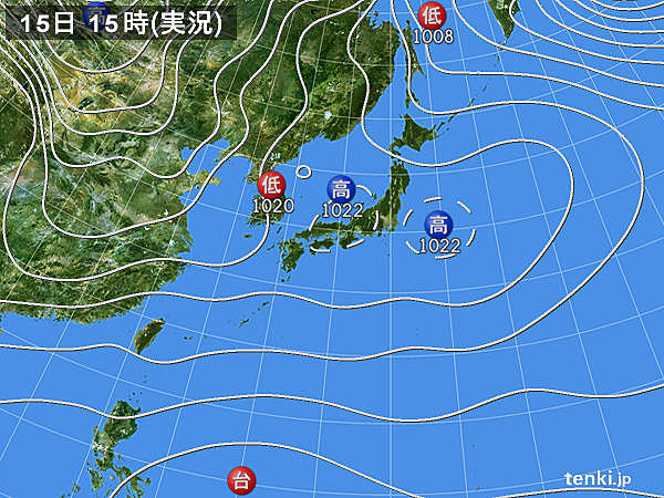 実況天気図(2017年12月15日)