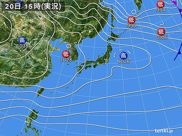 実況天気図(2017年12月20日)