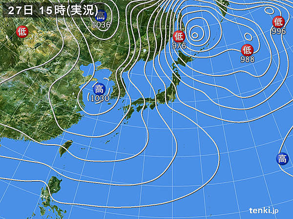 実況天気図(2017年12月27日)