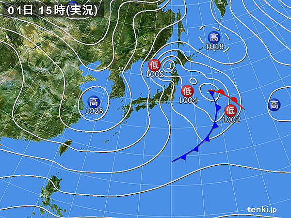 実況天気図(2018年01月01日)