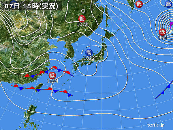 実況天気図(2018年01月07日)