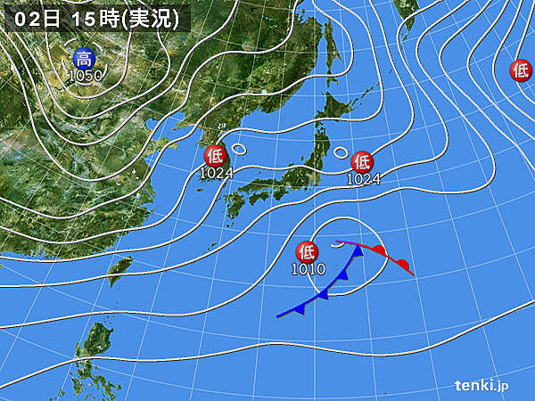 実況天気図(2018年02月02日)