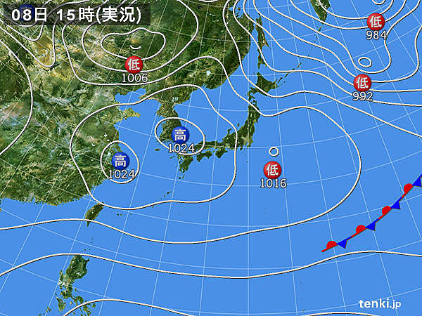 実況天気図(2018年02月08日)