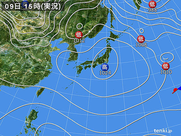 実況天気図(2018年02月09日)