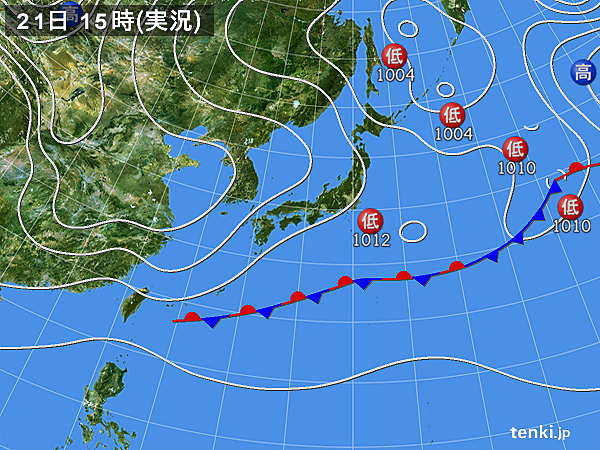 実況天気図(2018年02月21日)