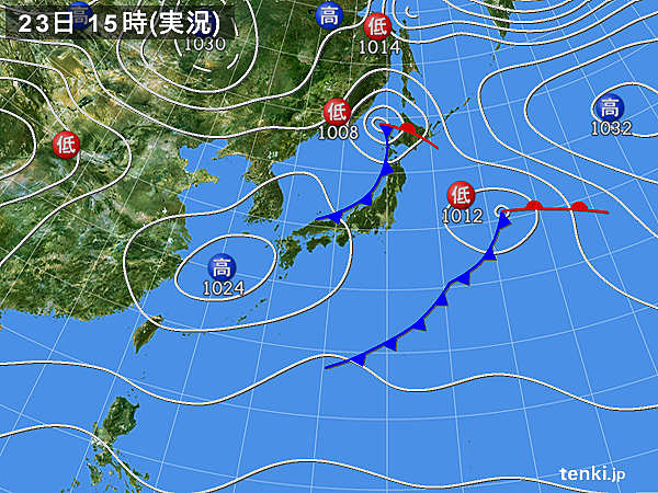実況天気図(2018年02月23日)