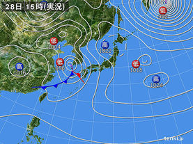 実況天気図(2018年02月28日)