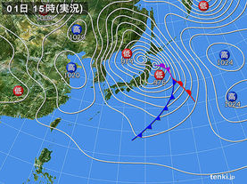 実況天気図(2018年03月01日)