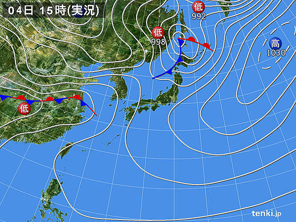 実況天気図(2018年03月04日)