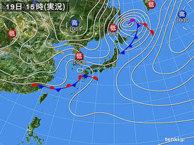 実況天気図(2018年03月19日)