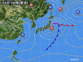 実況天気図(2018年03月22日)