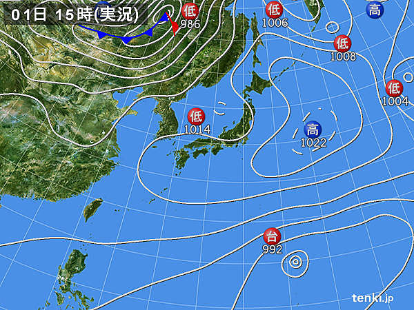 実況天気図(2018年04月01日)