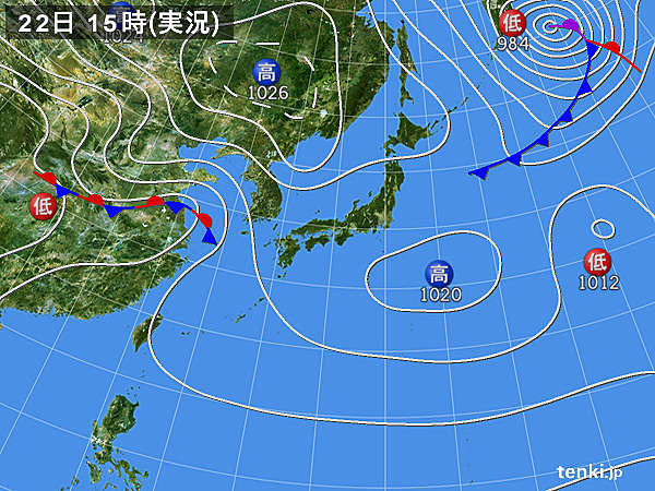 実況天気図(2018年04月22日)