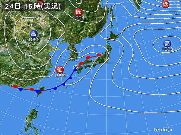 実況天気図(2018年04月24日)