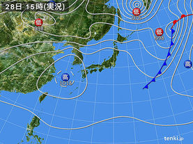 実況天気図(2018年04月28日)