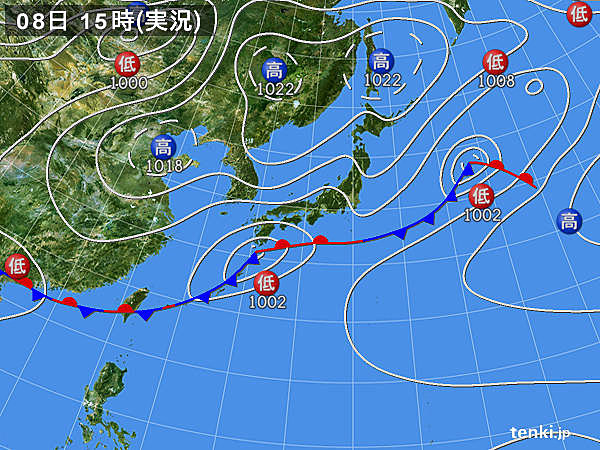 実況天気図(2018年05月08日)