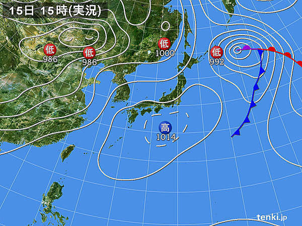 実況天気図(2018年05月15日)