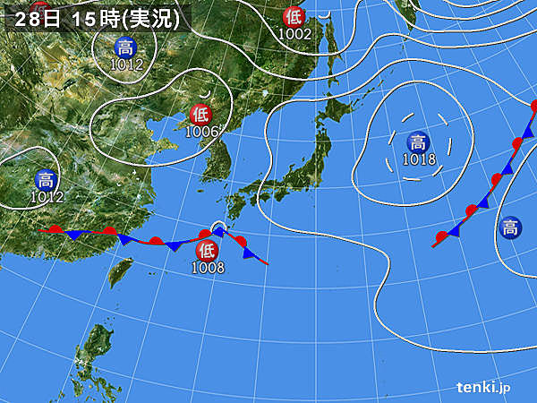 実況天気図(2018年05月28日)