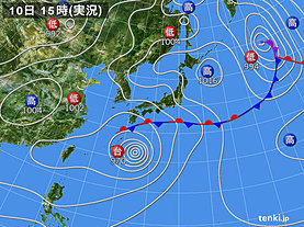 実況天気図(2018年06月10日)