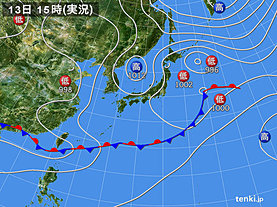 実況天気図(2018年06月13日)