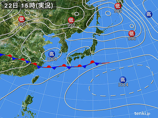 実況天気図(2018年06月22日)