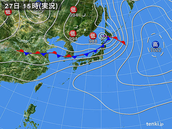 実況天気図(2018年06月27日)