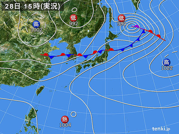 実況天気図(2018年06月28日)