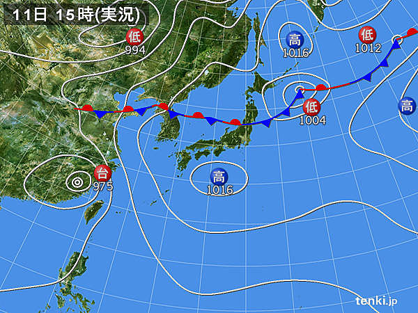 実況天気図(2018年07月11日)