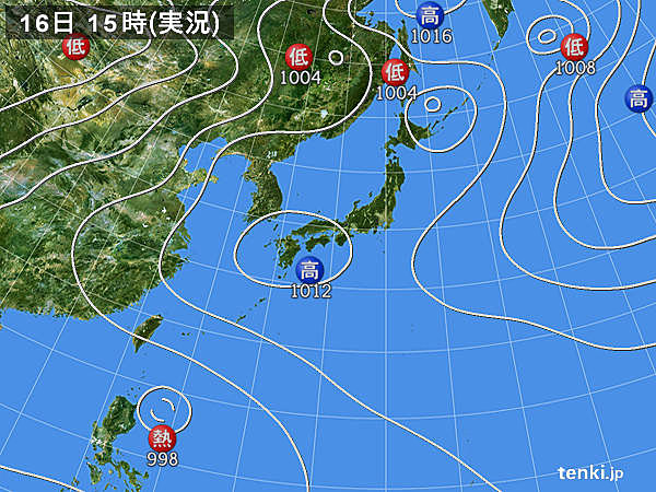 実況天気図(2018年07月16日)