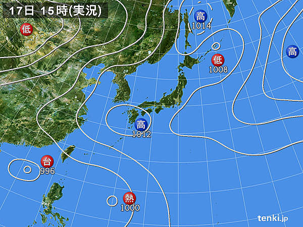 実況天気図(2018年07月17日)