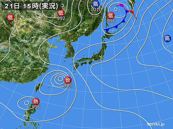 実況天気図(2018年07月21日)