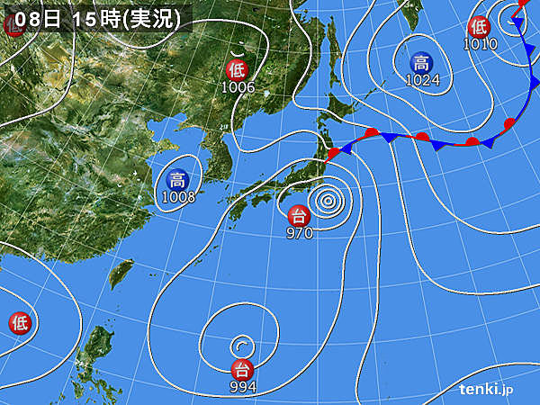 実況天気図(2018年08月08日)