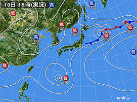 実況天気図(2018年08月10日)