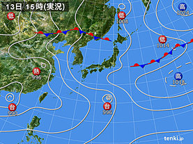 実況天気図(2018年08月13日)