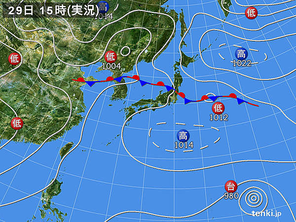 実況天気図(2018年08月29日)