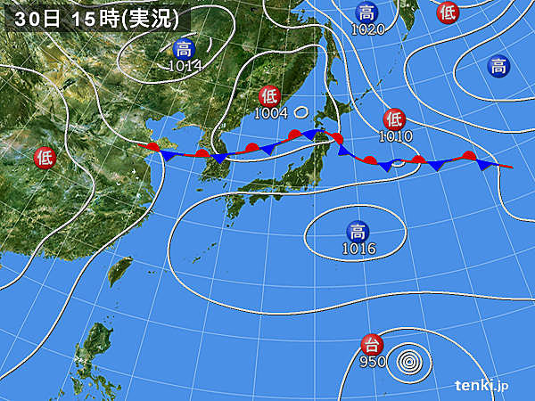 実況天気図(2018年08月30日)