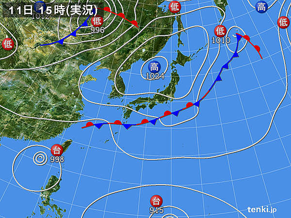 実況天気図(2018年09月11日)